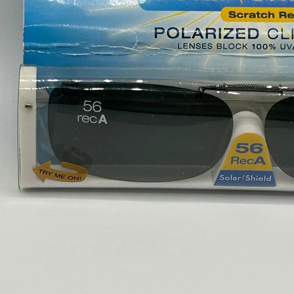 Solar Shield Polarized Clip On Sunglasses Scratch Resistant 56 RecA NEW WITH TAG